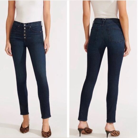 Veronica Beard Debbie Ankle Skinny High Rise Jeans Button Fly Black Wash 25 - Picture 1 of 7